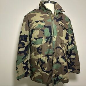 Vtg 1983 M-65 Field Jacket Woodland Camo MINT - Medium Regular - Brass Scovill